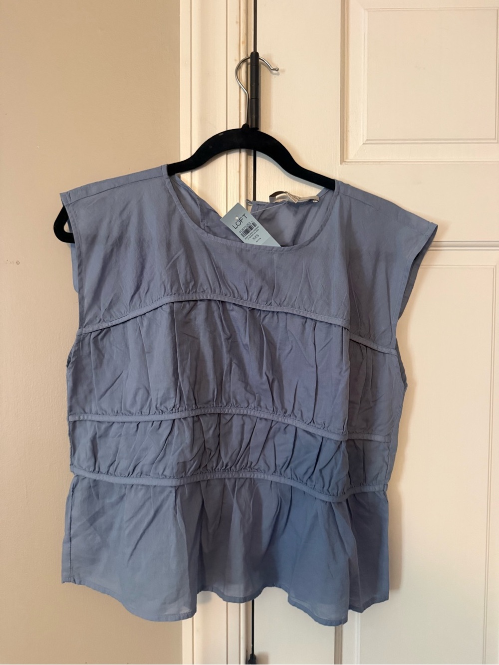 LOFT Tiered Ruffle Sleeveless Top - Dusty Blue